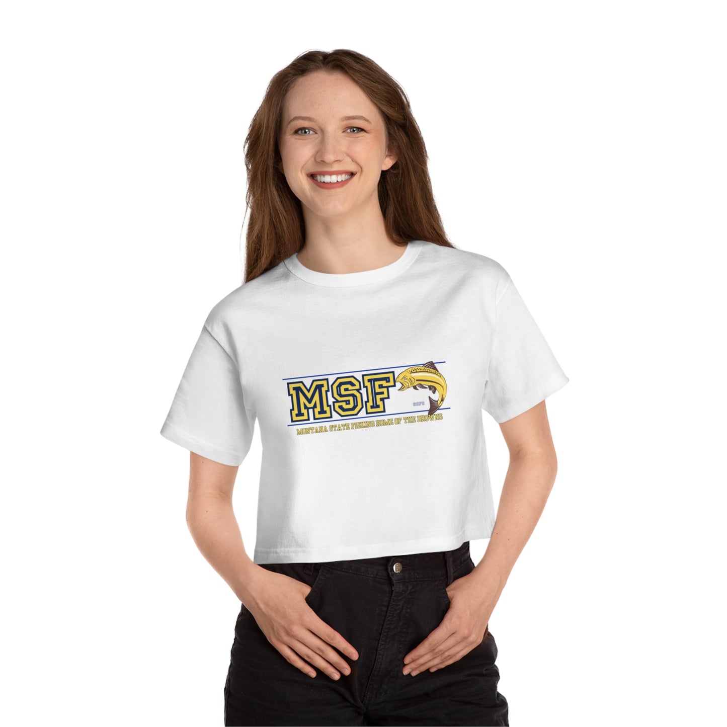 Montana State Letterman Ladies Cropped T-Shirt