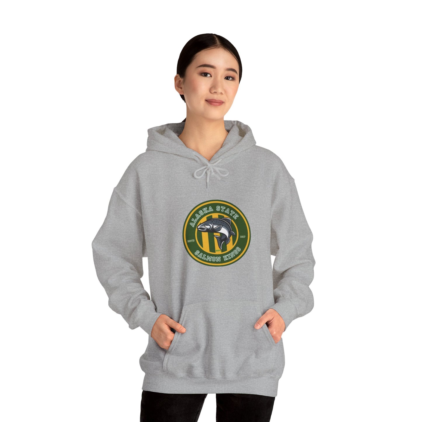 Alaska State Salmon Kings Field Logo  Hooded Sweatshirt